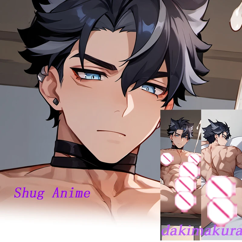 Двусторонняя наволочка Dakimakura с принтом аниме Wriothesley Genshin Impact futa в натуральную