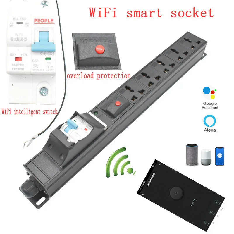 

Smart Life WiFi Home House PDU Power strip16A 3500W Wiring Board Wifi smart switch Socket Electrical Universal Sockets