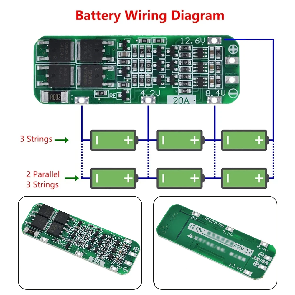 3S 20A Li-Ion Lithium Battery Chargering Protection Board For Portable Device Charger PCB BMS Protection Board 12.6V Cell Module
3S 20A Li-Ion Lithium Battery Chargering Protection Board For Portable Device Charger PCB BMS Protection Board 12.6V Cell Module