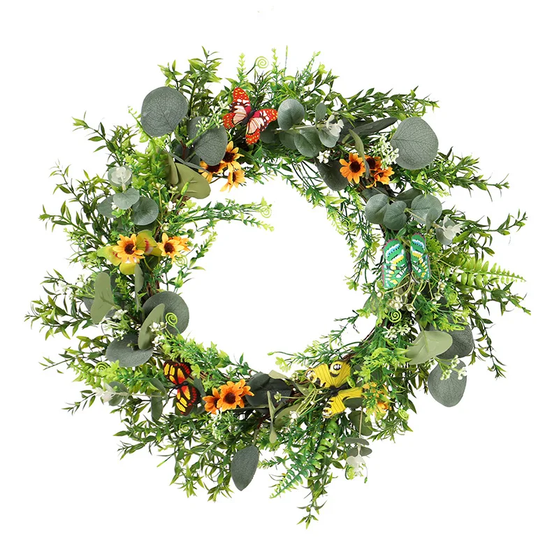 Artificial Green Leaves Spring Wreath Front Door Simulation Garland Daisy Butterfly Decorative Wreath Eucalyptus Wreath For Hom
Artificial Green Leaves Spring Wreath Front Door Simulation Garland Daisy Butterfly Decorative Wreath Eucalyptus Wreath For Hom