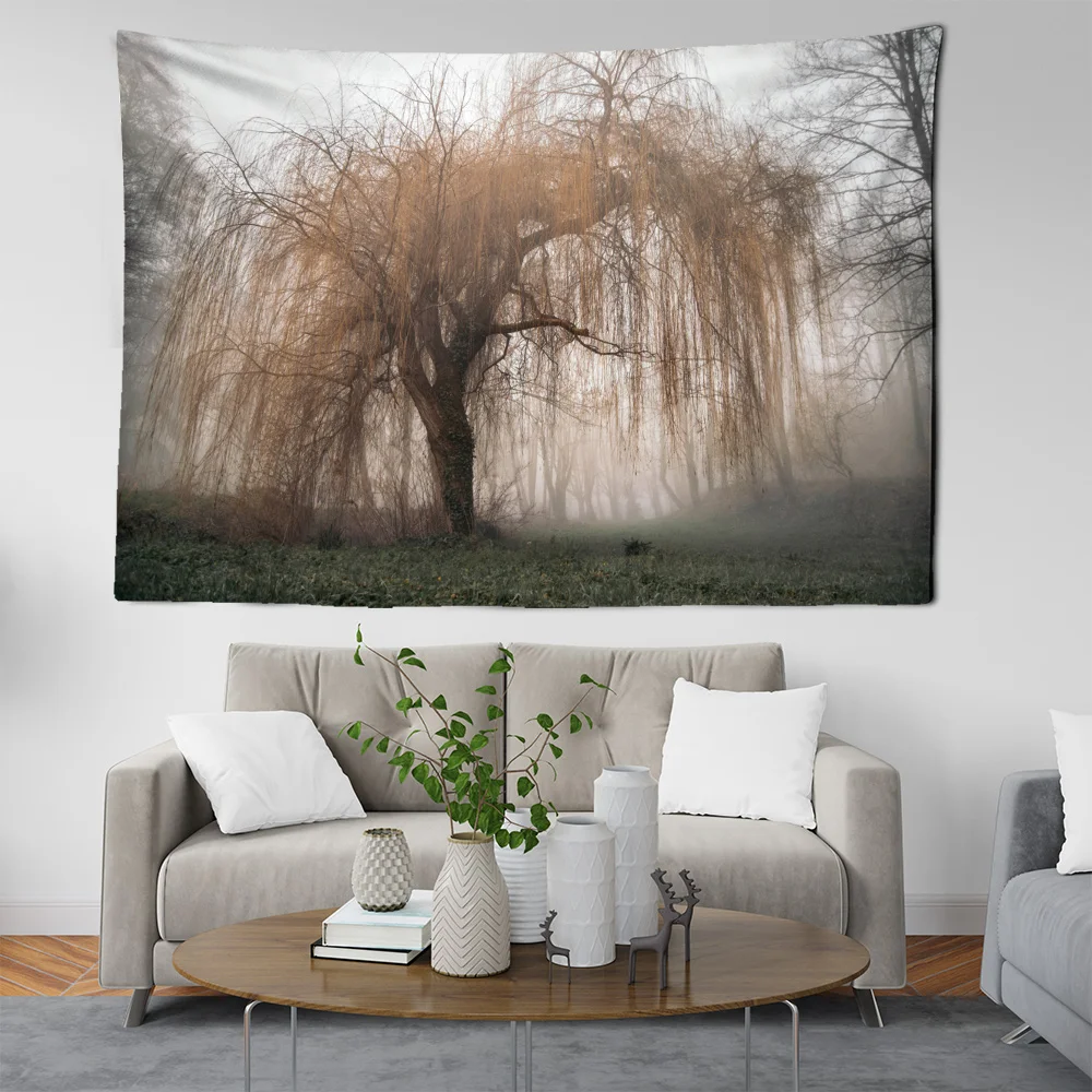 

Misty Woods Nature Landscape Tapestry Living Room Bedroom Bathroom Wall Hangings Home Textile Product Decoration Decor Gifts