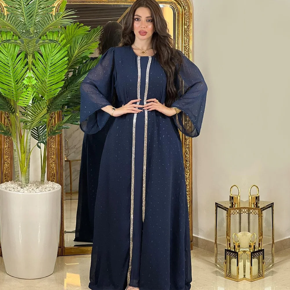 Fashion Chiffon Robe Dress Belted Abaya Dubai Kaftan Muslim Dresses African Evening Dresses Women Femme Caftan Islam Clothing
Fashion Chiffon Robe Dress Belted Abaya Dubai Kaftan Muslim Dresses African Evening Dresses Women Femme Caftan Islam Clothing