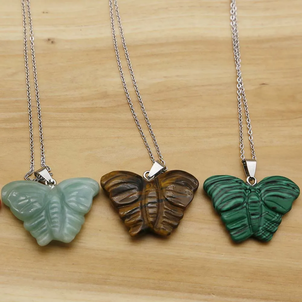 Natural Crystal Agate Stone Double-sided Carved Butterfly Pendant Necklace Simple Fashion Sweater Chain Jewelry Wholesale 1Pcs
Natural Crystal Agate Stone Double-sided Carved Butterfly Pendant Necklace Simple Fashion Sweater Chain Jewelry Wholesale 1Pcs