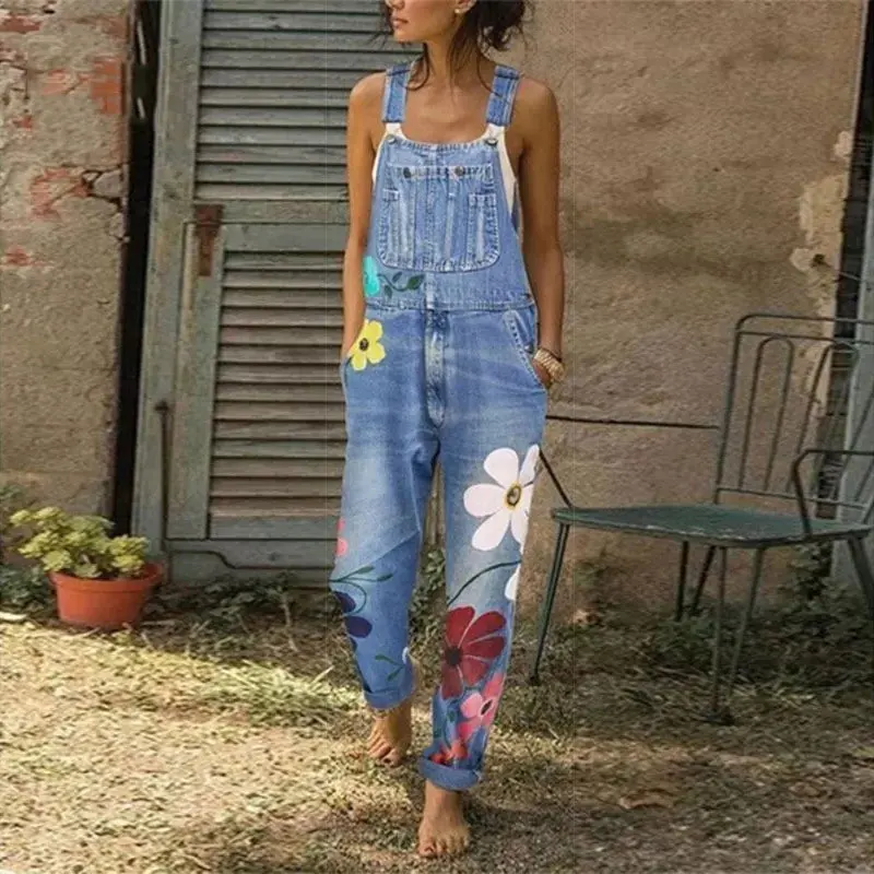 Women Jumpsuit Denim Suspender Ladies Playsuit Floral Print Pockets Rompers High Waist Long Playsuit Streetwear Fashion Overalls
Women Jumpsuit Denim Suspender Ladies Playsuit Floral Print Pockets Rompers High Waist Long Playsuit Streetwear Fashion Overalls