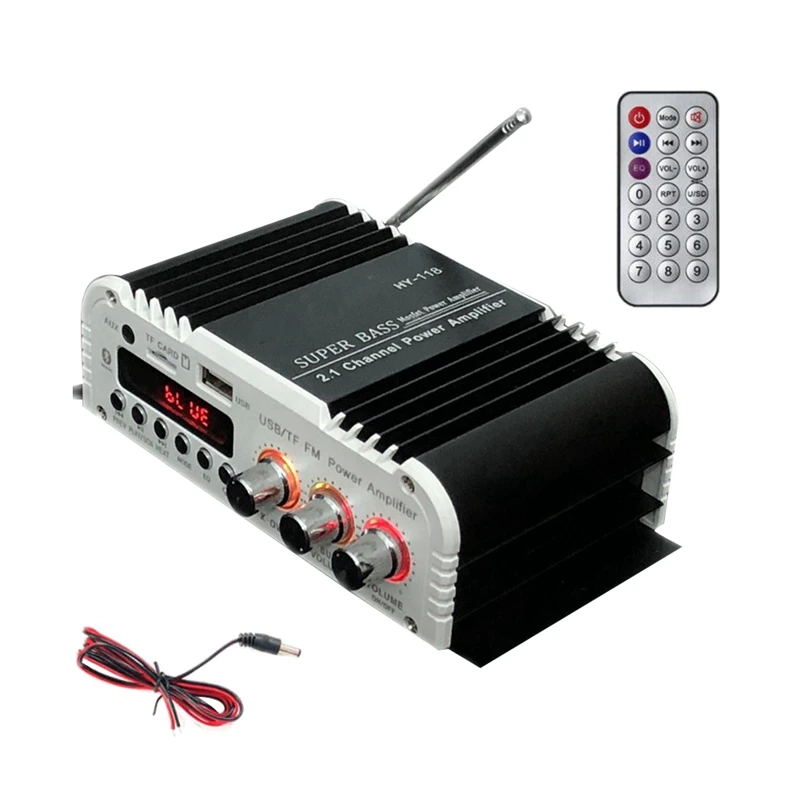 HY-118 Bluetooth 2,1 + 1 4-канальный выходной сабвуфер TF/USB/FM аудио усилитель мощности стерео усилитель супер бас
HY-118 Bluetooth 2,1 + 1 4-канальный выходной сабвуфер TF/USB/FM аудио усилитель мощности стерео усилитель супер бас