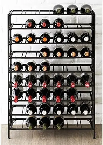 

Напольная металлическая подставка для вина, 9-уровневая полка для винных бутылок, вмещает до 54 бутылок