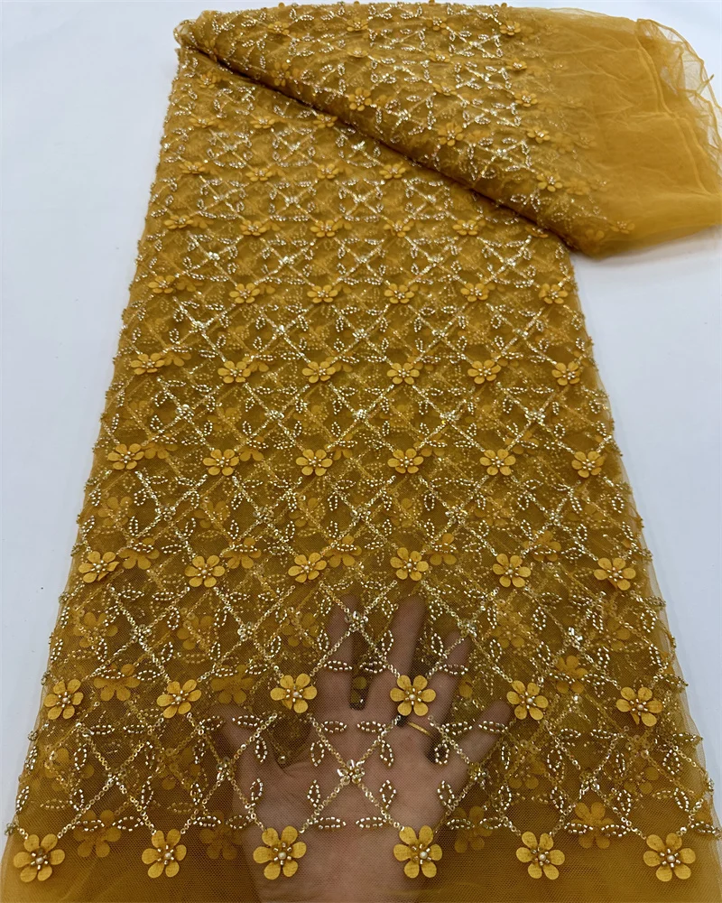 African Lace Fabric 5 Yards Sequins 2023 High Quality Nigerian tube Beaded Mesh Lace Material for Party Wedding Sewing
African Lace Fabric 5 Yards Sequins 2023 High Quality Nigerian tube Beaded Mesh Lace Material for Party Wedding Sewing