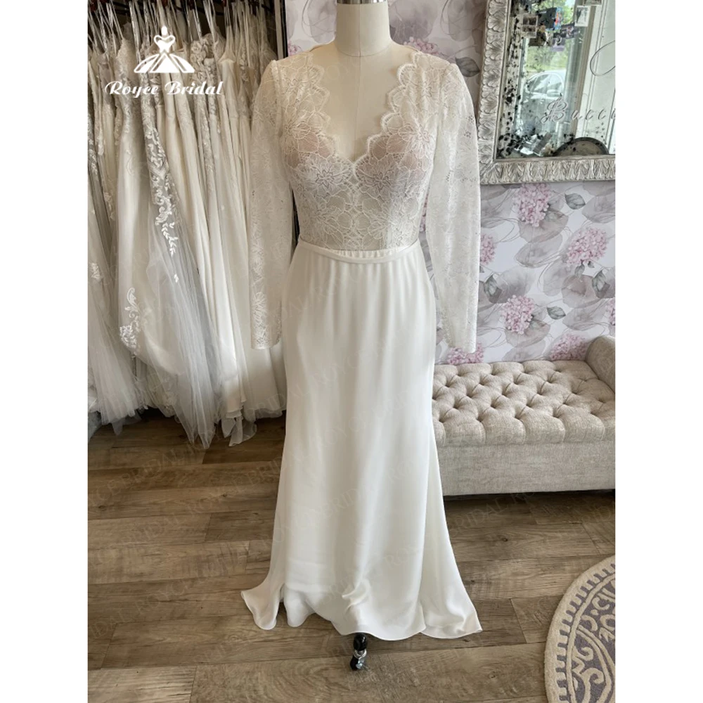 Sexy Beach Appliques Wedding Dress Plunging V Neck Mermaid Bridal Gowns Full Sleeves lacework Bride Dress vestido de novia
Sexy Beach Appliques Wedding Dress Plunging V Neck Mermaid Bridal Gowns Full Sleeves lacework Bride Dress vestido de novia