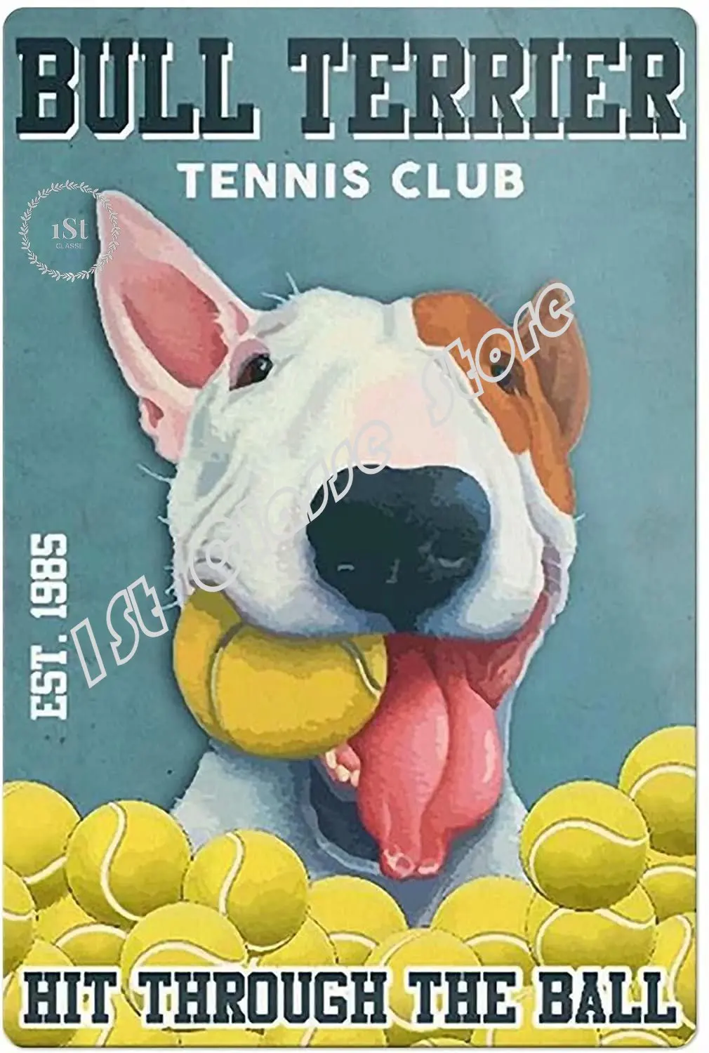 Dog Metal Tin Sign Bull Terrier Tennis Club Hit Through The Ball Metal Poster Club Living Room Bathroom Home Art Wall Decoration
Dog Metal Tin Sign Bull Terrier Tennis Club Hit Through The Ball Metal Poster Club Living Room Bathroom Home Art Wall Decoration
