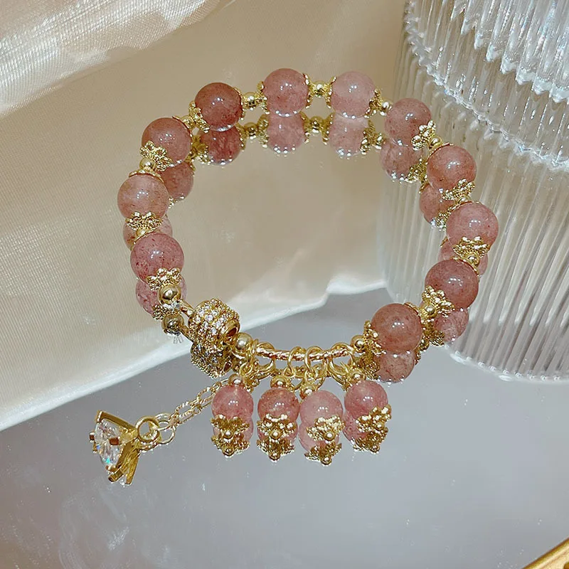 New Arrival Korea Fashion Tassel Micro-inlaid Zircon Natural Strawberry Quartz Beaded Bracelets for Women Fine Jewelry YBR637
New Arrival Korea Fashion Tassel Micro-inlaid Zircon Natural Strawberry Quartz Beaded Bracelets for Women Fine Jewelry YBR637