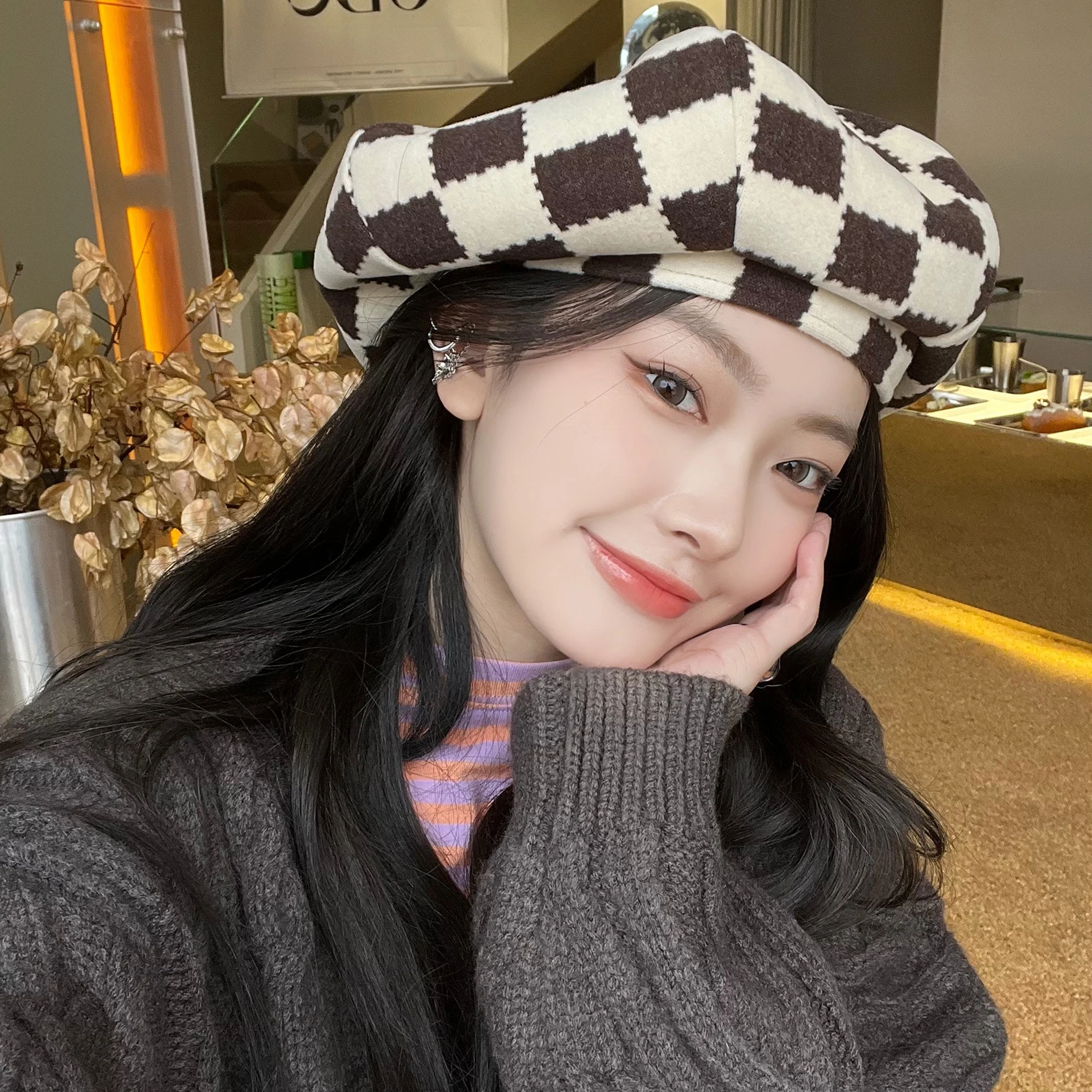 INS Women British Plaid Hat Autumn and Winter Korean Wild Large Version Beret Dome Outdoor Warm Cloud Cap
INS Women British Plaid Hat Autumn and Winter Korean Wild Large Version Beret Dome Outdoor Warm Cloud Cap