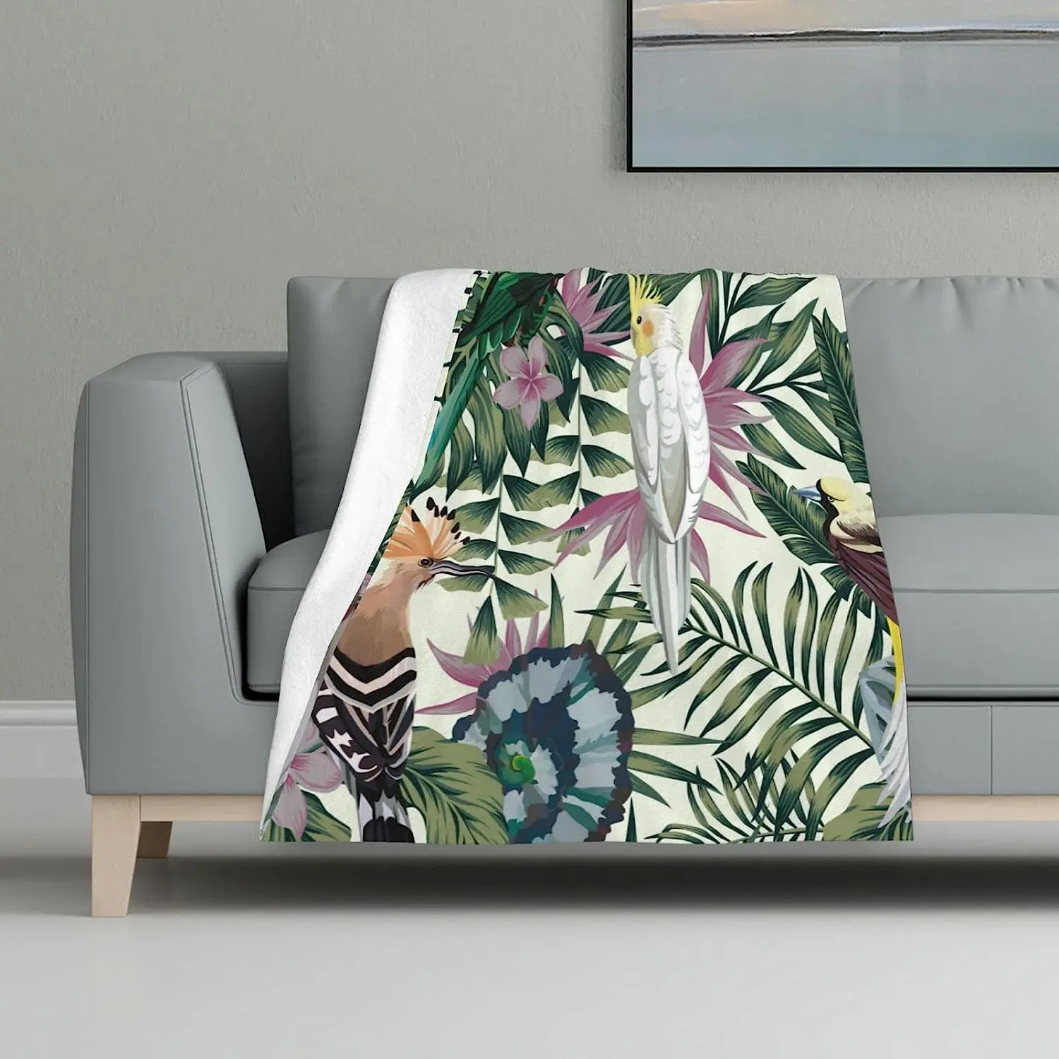 Tropical Birds Throw Blanket Parrot Hoopoe Exotic Jungle Plants Leaves Flowers Abstract Pastel Color White Throw Blanket
Tropical Birds Throw Blanket Parrot Hoopoe Exotic Jungle Plants Leaves Flowers Abstract Pastel Color White Throw Blanket