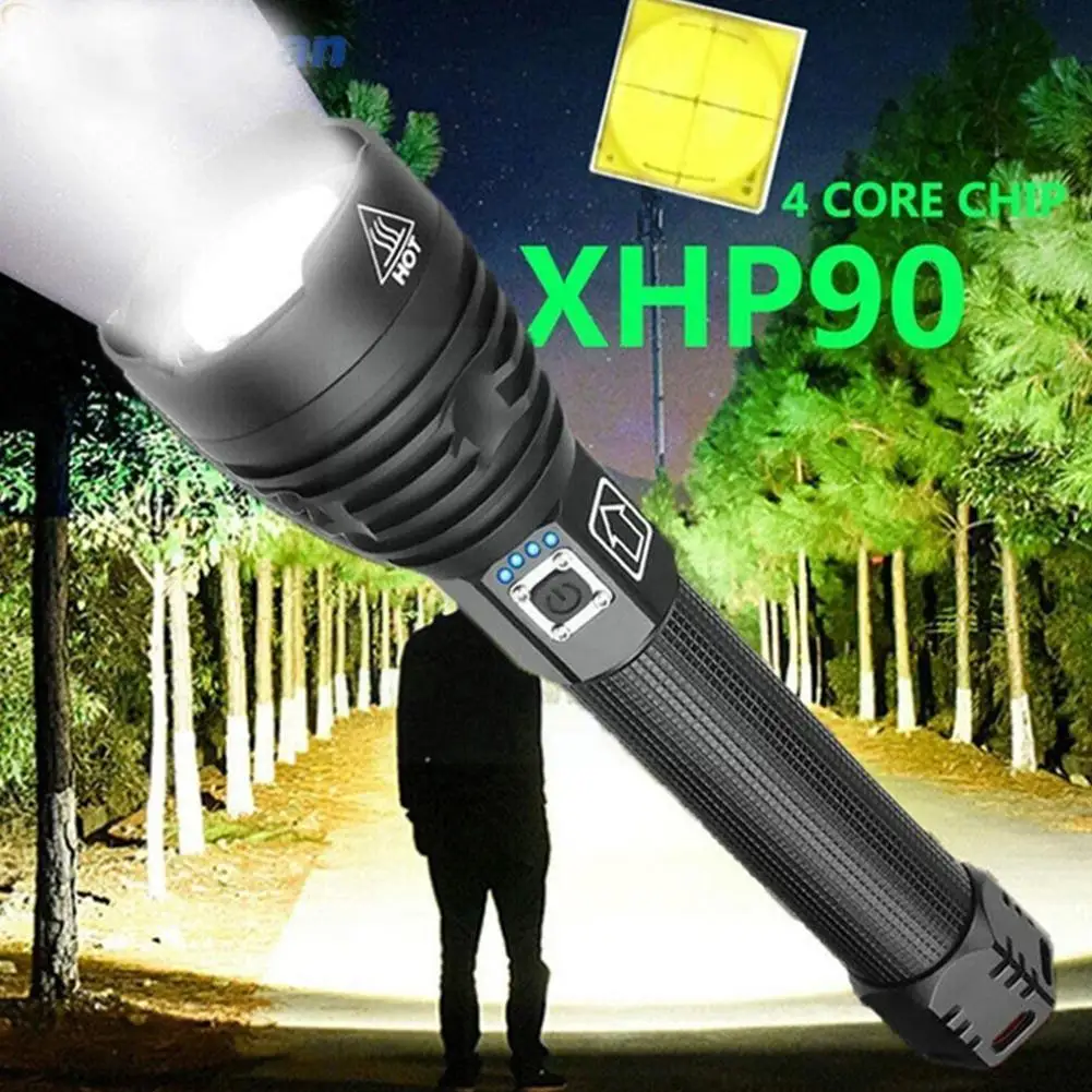 

2500 Lumen Xhp90 Most Powerful Flashlight 18650 Xhp90 High Led Flashlights Light Hunting Usb Torch Tactical Rechargeable Po K7x0