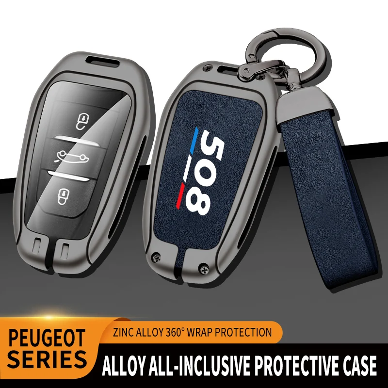 

Auto TPU Zinc Alloy Key Case Bag For Peugeot 308 407 408 508 Car Key Chain Car Metal Key Shell Interior Decoration Accessories