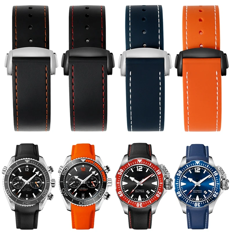 For Omega Seamaster 300 Speedmaster Silicone Strap Brand Blue Orange 20 22mm Curved End Hamilton Rubber Folding buckle WatchBand
For Omega Seamaster 300 Speedmaster Silicone Strap Brand Blue Orange 20 22mm Curved End Hamilton Rubber Folding buckle WatchBand