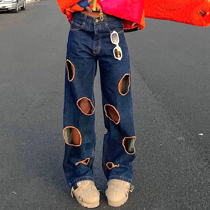 Trendy Chic Hole Straight Jeans High Waist Sexy Stylish Cool Sexy Girls Ladies Wild Loose Leg Ripped Denim Pants Streetwear 
Trendy Chic Hole Straight Jeans High Waist Sexy Stylish Cool Sexy Girls Ladies Wild Loose Leg Ripped Denim Pants Streetwear