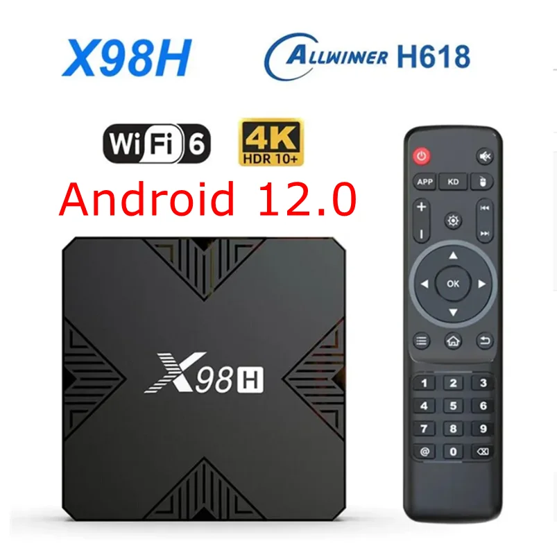 

10PCS Android 12 TV BOX X98H 6K Ultra HD 2.4G/5G Wifi6 2GB 16GB 4GB 32GB Allwinner H618 Quad Core BT5.0 HDR 10 AV1 Media Player