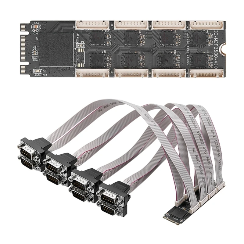 

NEW M2- to 8 Port RS232 Serial Expansion Card Riser- Adapter Support M2 NVME B+M Keys High-performance Chip EXAR 17V358