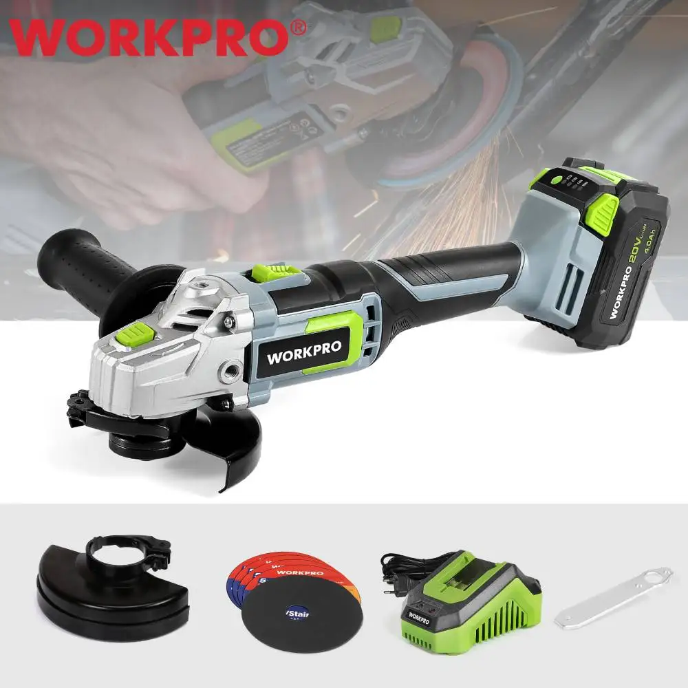 WORKPRO 20 В перезаряжаемая угловая шлифовальная машина Беспроводная электрическая шлифовальная машина DIY электроинструмент для резки и полир...
WORKPRO 20 В перезаряжаемая угловая шлифовальная машина Беспроводная электрическая шлифовальная машина DIY электроинструмент для резки и полир...