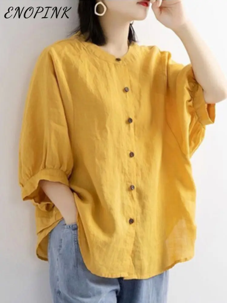 Leisure Yellow Button Shirts Office Lady O-Neck Cardigan Top Women's Vintage Half Sleeve Loose Blouses Spring Summer Blusa Mujer
Leisure Yellow Button Shirts Office Lady O-Neck Cardigan Top Women's Vintage Half Sleeve Loose Blouses Spring Summer Blusa Mujer