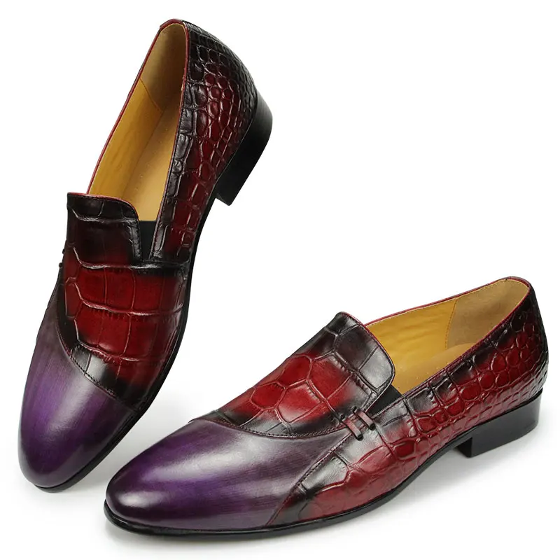 

Loafer Men Shoes Designer Red Purple Mixed Elgant Penny Casual Footwear Fashion Party Wear Classic Gentleman Style Rubber Bottom