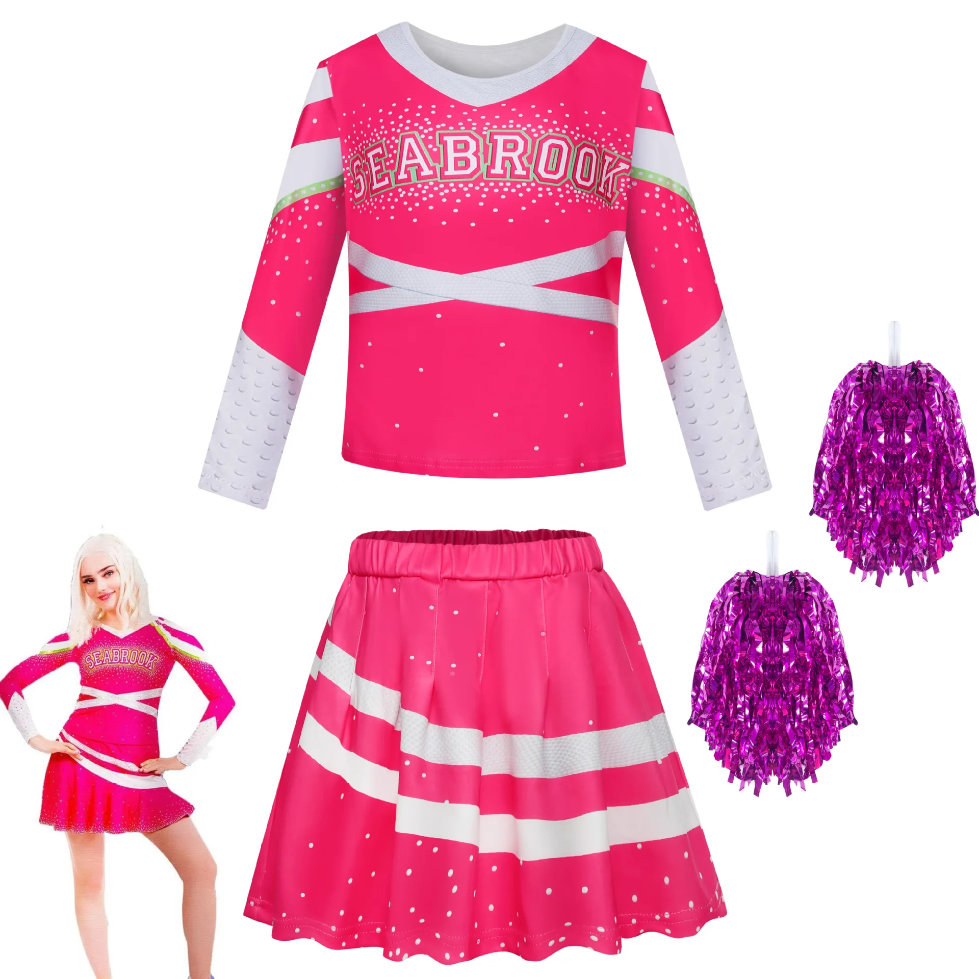 Zombies 3 Addison Cosplay Costume Cheer Leader JK Outfit Hand Flowers Halloween Party Costumes for Women Girl Aldult Kids
Zombies 3 Addison Cosplay Costume Cheer Leader JK Outfit Hand Flowers Halloween Party Costumes for Women Girl Aldult Kids