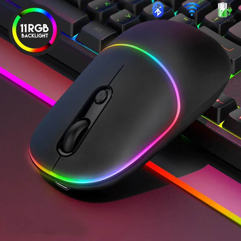 SeenDa RGB Wireless Mouse 2.4G Rechargeable Wireless Bluetooth Mouse LED Ergonomic Mouse for Laptop Desktop Windows Mac iPad
SeenDa RGB Wireless Mouse 2.4G Rechargeable Wireless Bluetooth Mouse LED Ergonomic Mouse for Laptop Desktop Windows Mac iPad