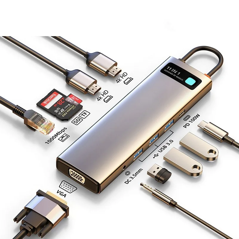 2022 USB C HUB to HDMI-compatible VGA USB 3.0 Adapter 9/11 in 1 USB Type C HUB Dock for MacBook Pro Air PD RJ45 SD Card Reader
2022 USB C HUB to HDMI-compatible VGA USB 3.0 Adapter 9/11 in 1 USB Type C HUB Dock for MacBook Pro Air PD RJ45 SD Card Reader