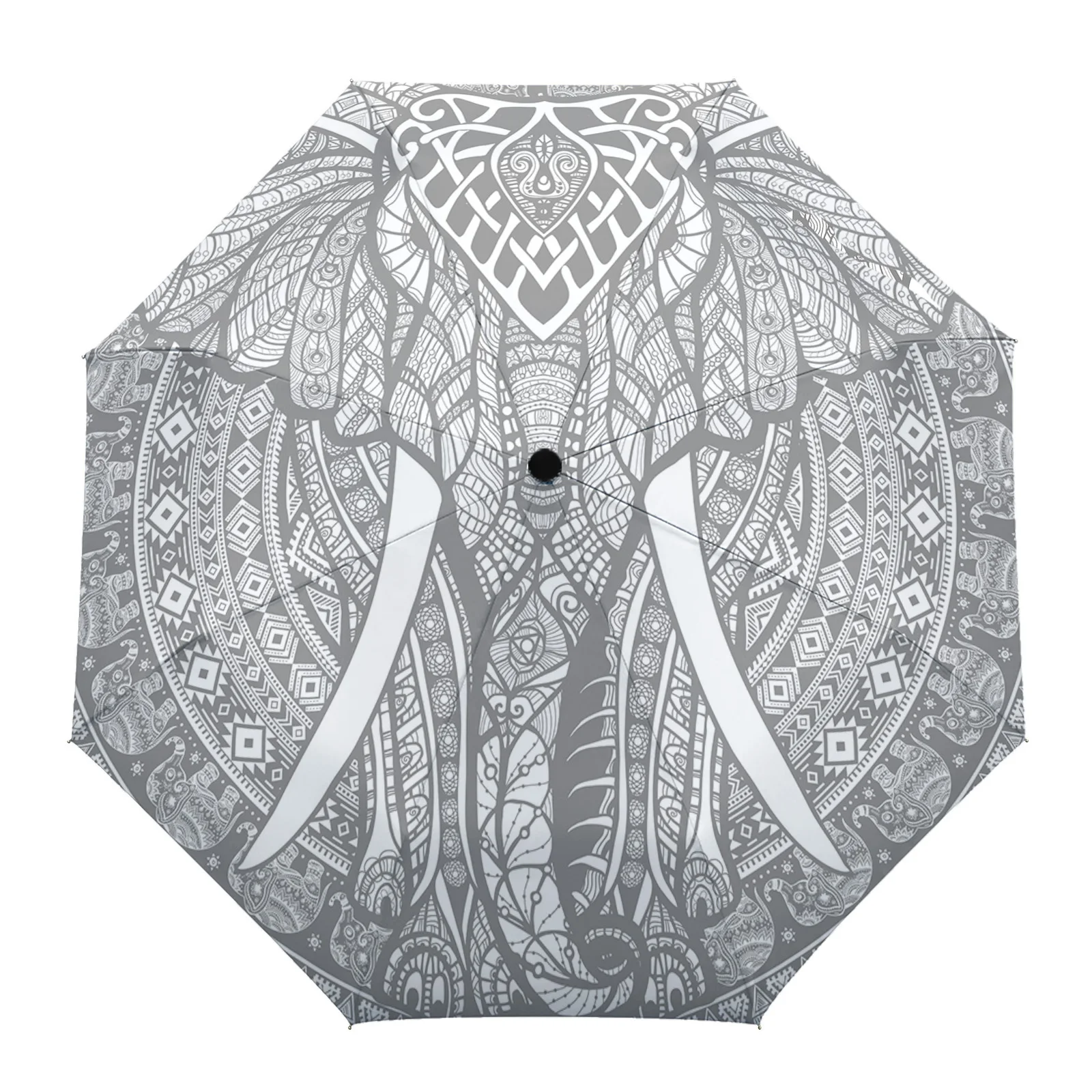 

Mandala Pattern Runner Elephant Grey Automatic Umbrella for Rain Foldable Parasol Umbrella Eight strand Outdoor Umbrellas