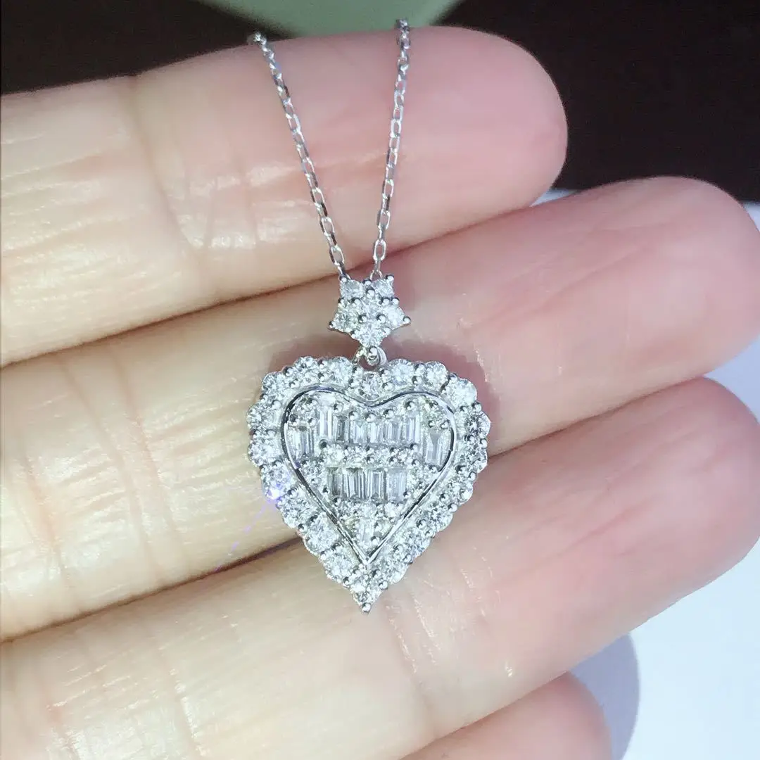 Fashion 925 Sterling Silver Heart Necklace Pave White Topaz Wedding Pendant Necklace for Women Jewelry gift Wholesale
Fashion 925 Sterling Silver Heart Necklace Pave White Topaz Wedding Pendant Necklace for Women Jewelry gift Wholesale