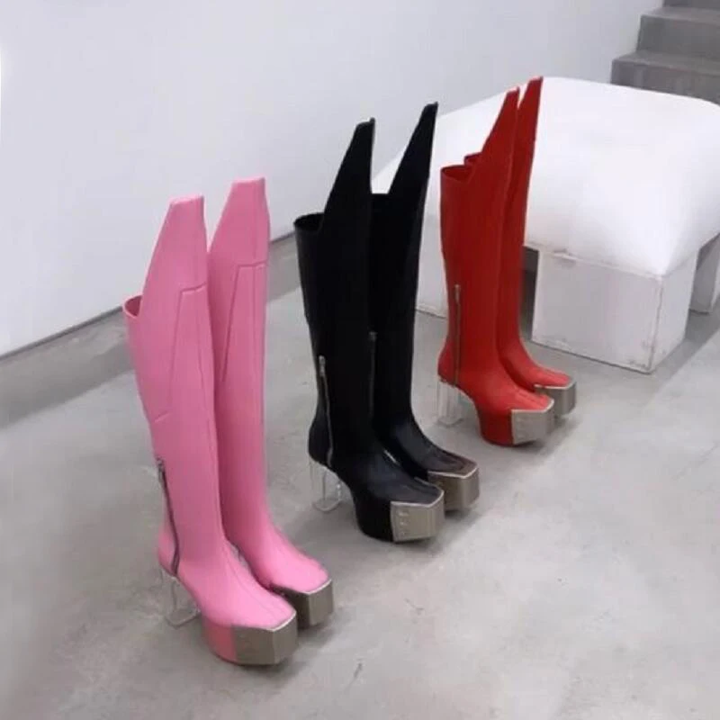 Новинка 2022, осенняя сексуальная женская обувь, прозрачные высокие сапоги до колена с квадратным металлическим каблуком и блестками, черные, красные, розовые
Новинка 2022, осенняя сексуальная женская обувь, прозрачные высокие сапоги до колена с квадратным металлическим каблуком и блестками, черные, красные, розовые