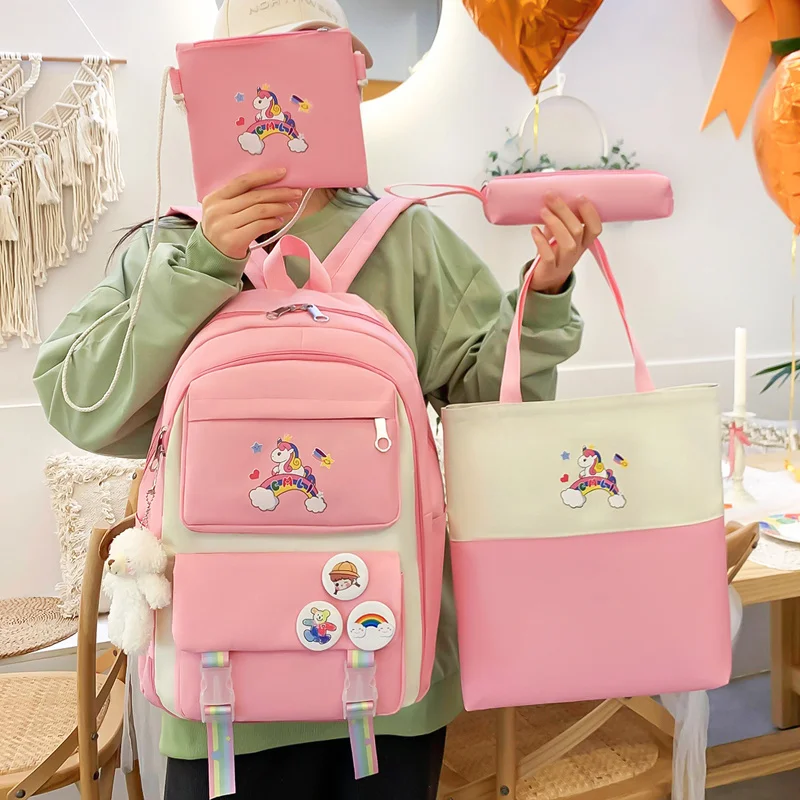 4 Piece Set Badge Accessories Student Backpacks Girl's Backpack Unicorn Print School Bags For Women 2023 Multi-Pocket Travel Bag
4 Piece Set Badge Accessories Student Backpacks Girl's Backpack Unicorn Print School Bags For Women 2023 Multi-Pocket Travel Bag