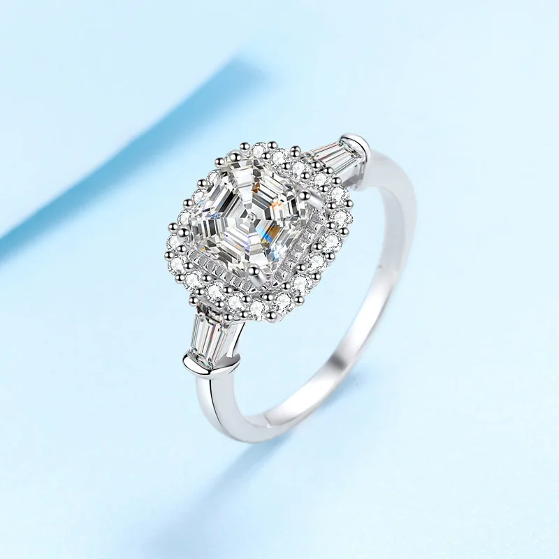 2CT Asscher Cut Moissantie Diamond Ring 100% 925 Siver Platinum Plated Luxury Jewelry Wedding Band for Women Engagement Gift
2CT Asscher Cut Moissantie Diamond Ring 100% 925 Siver Platinum Plated Luxury Jewelry Wedding Band for Women Engagement Gift