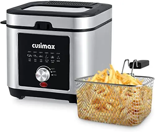 Fryer with Basket 2.6Qt 1200-Watt Deep Fryer For the Home, with Drip Hook, Removable Lid, View Window and Oil Filtration Deep F
Fryer with Basket 2.6Qt 1200-Watt Deep Fryer For the Home, with Drip Hook, Removable Lid, View Window and Oil Filtration Deep F