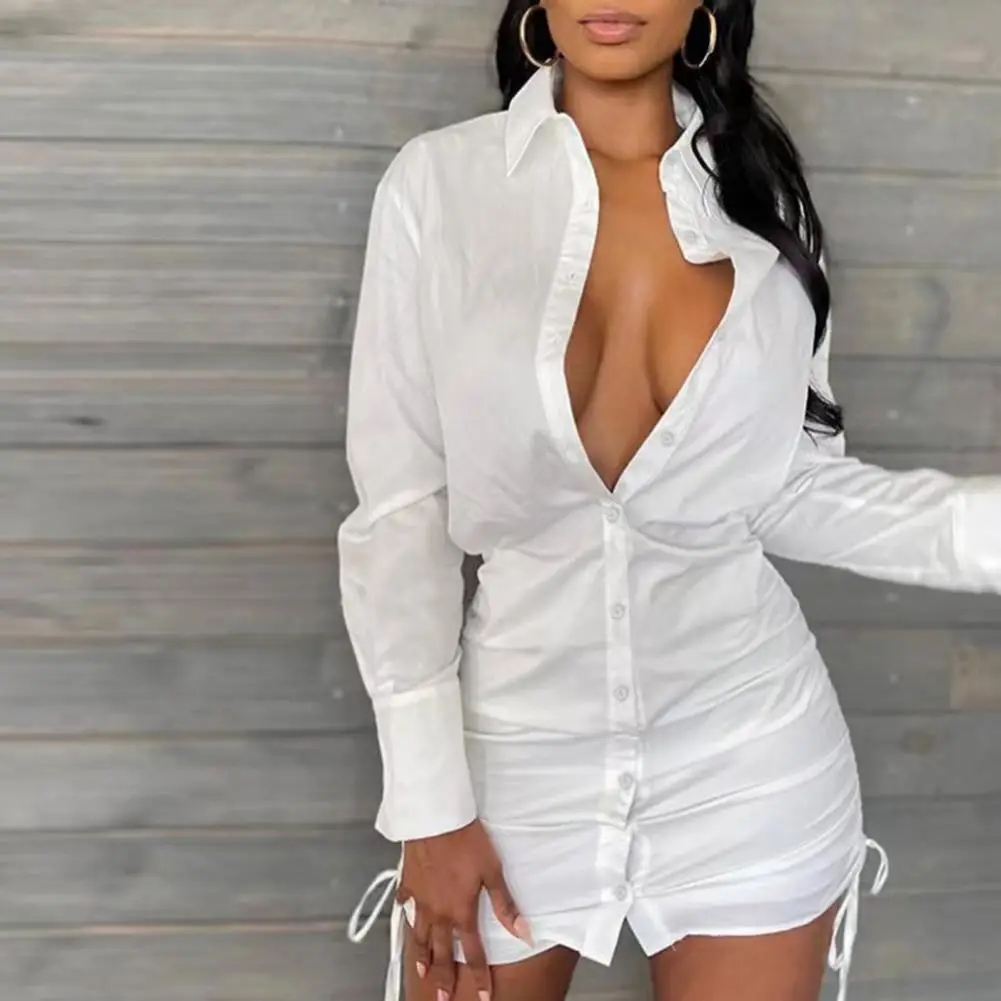 Женское однобортное платье-рубашка, стильное облегающее платье с высокой талией и длинным рукавом 
Женское однобортное платье-рубашка, стильное облегающее платье с высокой талией и длинным рукавом