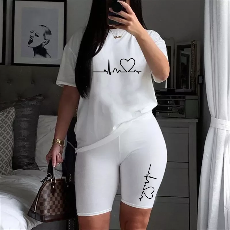 Women Tracksuit Summer T-Shirts and Solid Color Shorts Set Sexy Leopard Love Heart Casual Female O-Neck Shirts 2 Piece Set
Women Tracksuit Summer T-Shirts and Solid Color Shorts Set Sexy Leopard Love Heart Casual Female O-Neck Shirts 2 Piece Set