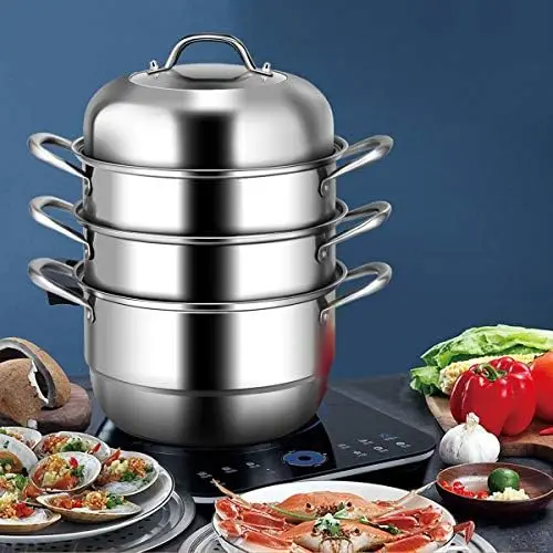 Steamer for Cooking, 11 Inch Stainless Steel Steamer Pot with Tempered Glass Lid, Handles on Both Sides, Includes 2 Steaming Sep
Steamer for Cooking, 11 Inch Stainless Steel Steamer Pot with Tempered Glass Lid, Handles on Both Sides, Includes 2 Steaming Sep