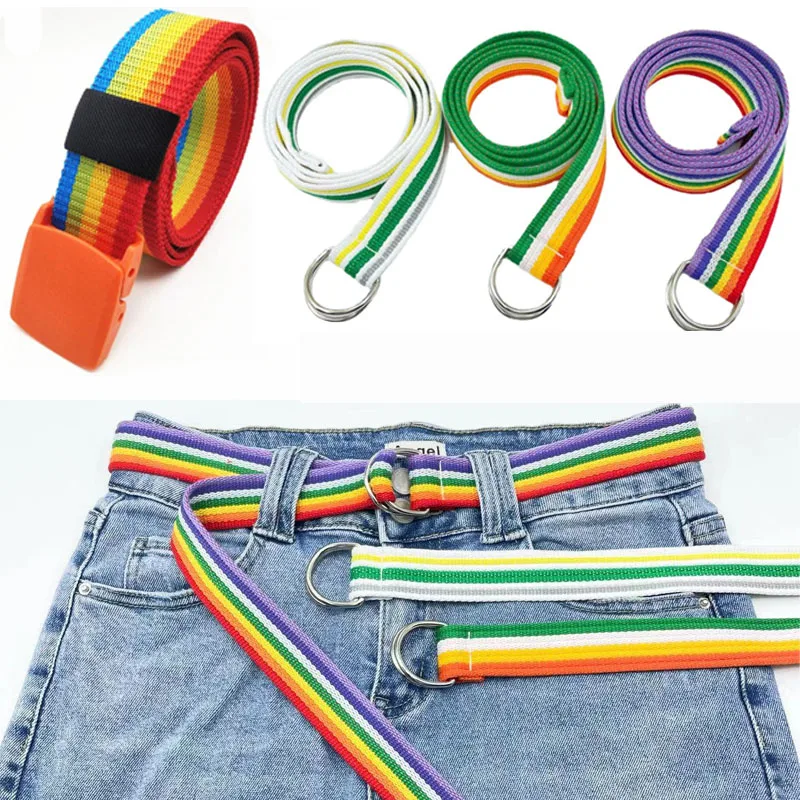 Plastic Buckle Nylon Braided Belt Fashion Waist Belt Rainbow Color Striped Strap Waistband Men's /Women's Hybrid Designer Belts
Plastic Buckle Nylon Braided Belt Fashion Waist Belt Rainbow Color Striped Strap Waistband Men's /Women's Hybrid Designer Belts
