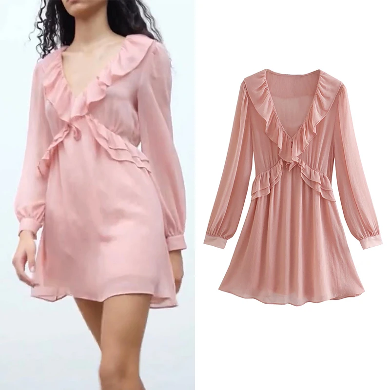 Spring 2022 Women Solid Laminate Decorate Mini Dress Chic V Neck Long Sleeve Female Sweet Dress Vestidos WWJ8407
Spring 2022 Women Solid Laminate Decorate Mini Dress Chic V Neck Long Sleeve Female Sweet Dress Vestidos WWJ8407
