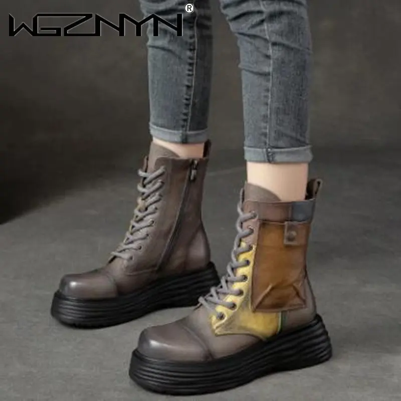 Autumn Winter Platform Ladies Short Boots Side Zipper Punk Motorcycle Boots Female Natural Leather Casual Women's Mid-tube Boots
Autumn Winter Platform Ladies Short Boots Side Zipper Punk Motorcycle Boots Female Natural Leather Casual Women's Mid-tube Boots