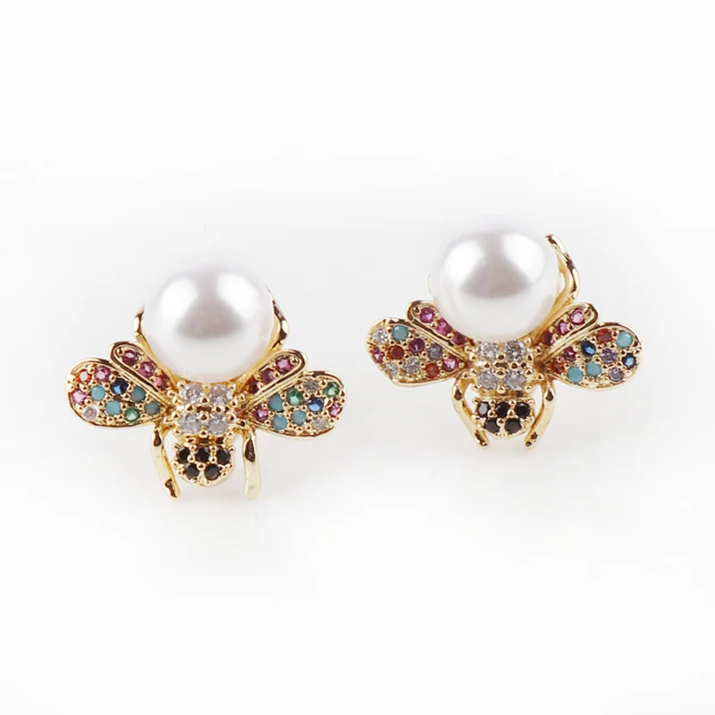 Colorful Cubic Zirconia Insect Bee Pearl Earrings Delicate Small Elegant Earrings Ladies Wedding Party Birthday Jewelry Gift
Colorful Cubic Zirconia Insect Bee Pearl Earrings Delicate Small Elegant Earrings Ladies Wedding Party Birthday Jewelry Gift