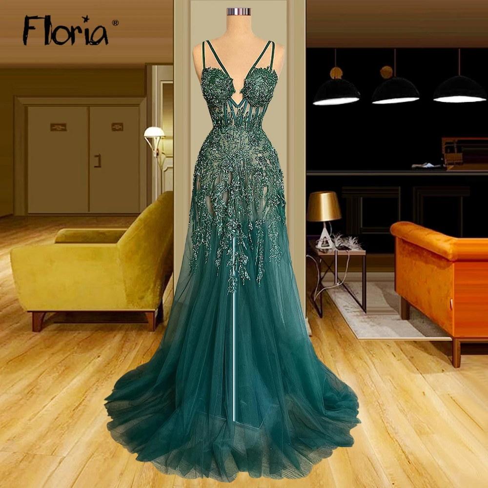 Floria Dark Green Beading Arabic Prom Gowns Sexy Backless Party Dresses Custom Made Aso Ebi Elegant Tulle Wedding Dress
Floria Dark Green Beading Arabic Prom Gowns Sexy Backless Party Dresses Custom Made Aso Ebi Elegant Tulle Wedding Dress