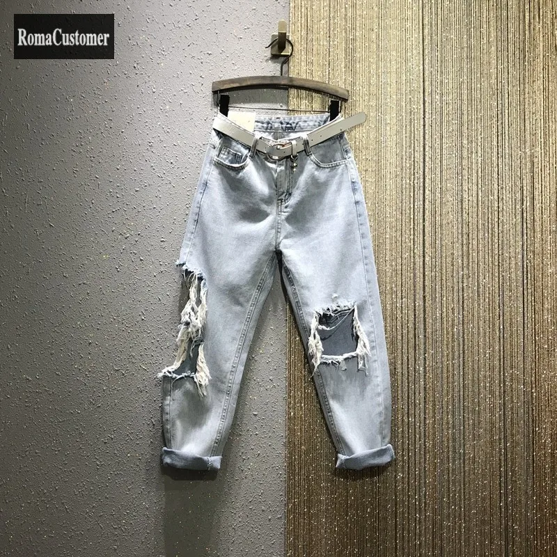 Fashion Hole Korean Version Loose Straight Jeans Womens Casual Fried Street Trend High Waist Wild Wide Leg Ankle-Length Pants
Fashion Hole Korean Version Loose Straight Jeans Womens Casual Fried Street Trend High Waist Wild Wide Leg Ankle-Length Pants