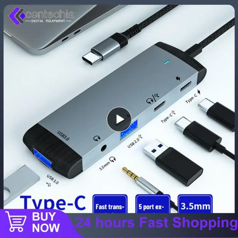 Multi-function Type-c Docking Station 5 In 1 Pd 60w Usb C Multiport Hub With Audio 3.5mm Data Transfer For Pc Usb 3.0 2.0
Multi-function Type-c Docking Station 5 In 1 Pd 60w Usb C Multiport Hub With Audio 3.5mm Data Transfer For Pc Usb 3.0 2.0