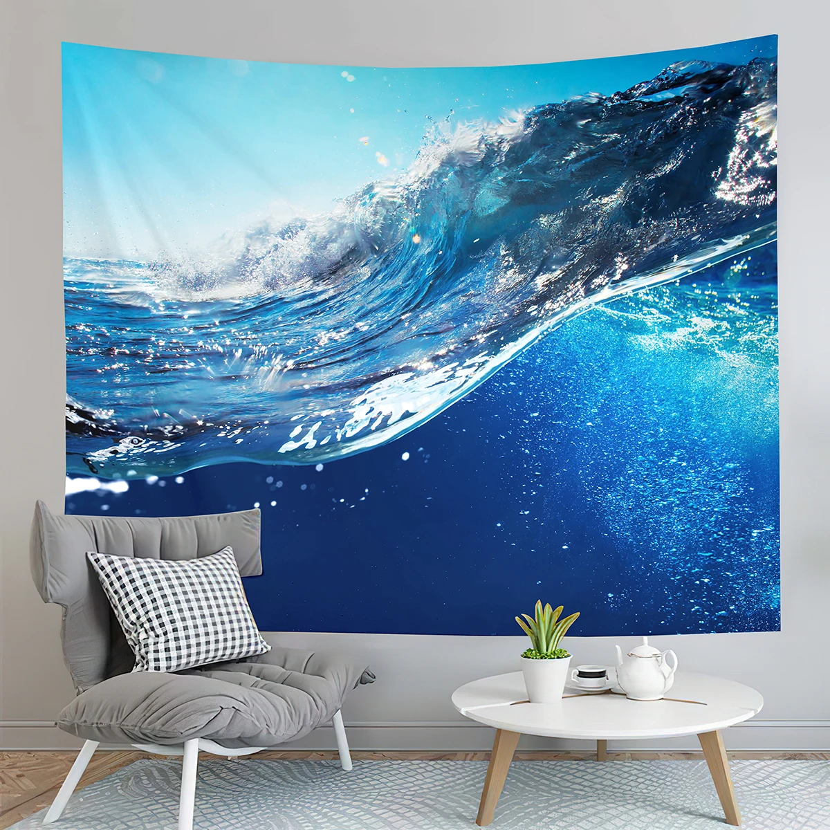 

Blue Ocean Waves Tapestry Sea Sunset Scenery Tapestry Nature Art Beach Tapestry Home Living Room Bedroom Wall Modern Tapestries