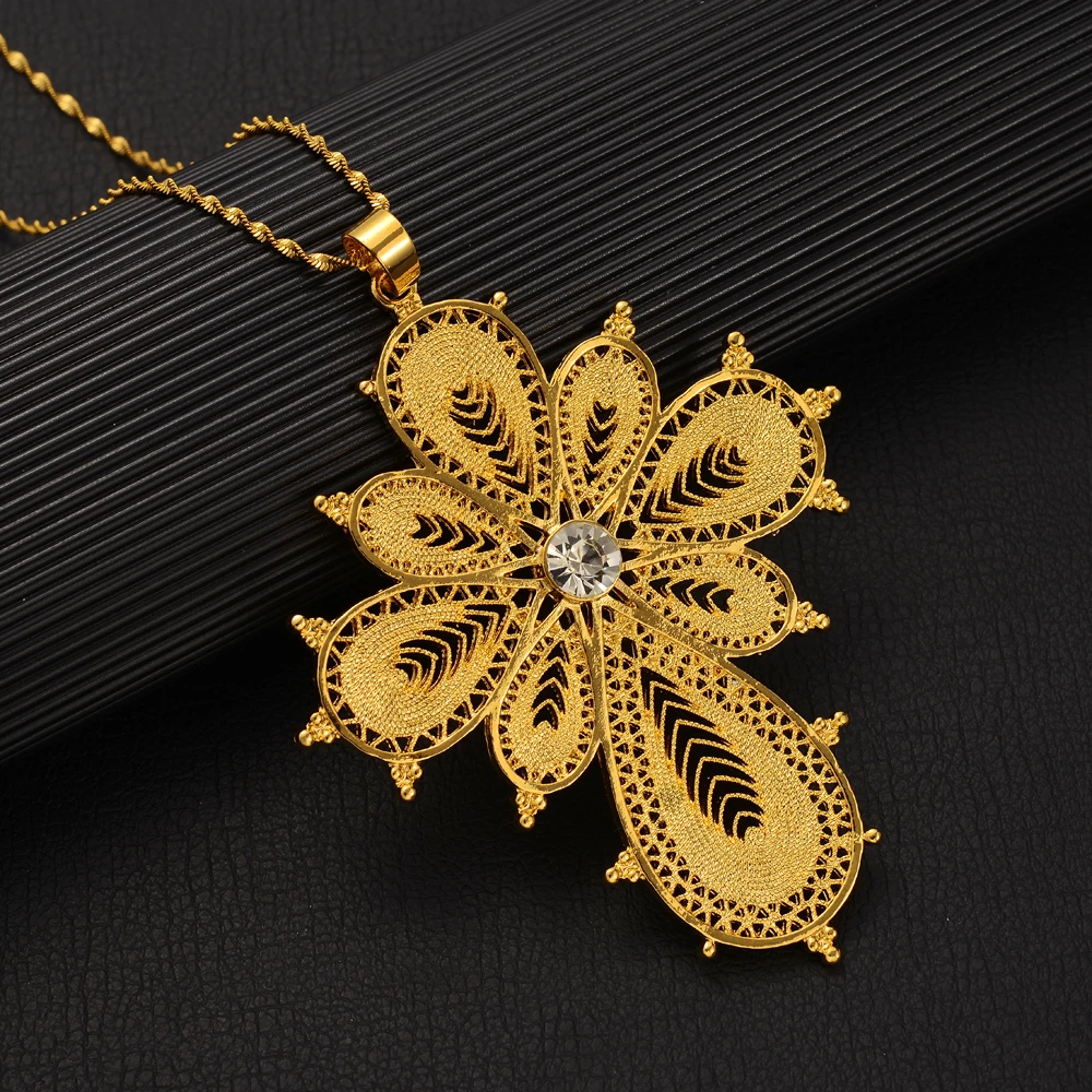 Ethiopian Wedding Party Cross Pendant DIY Rope Chain for Women Girls,Gold Color Eritrea Jewelry African Crosses 
Ethiopian Wedding Party Cross Pendant DIY Rope Chain for Women Girls,Gold Color Eritrea Jewelry African Crosses
