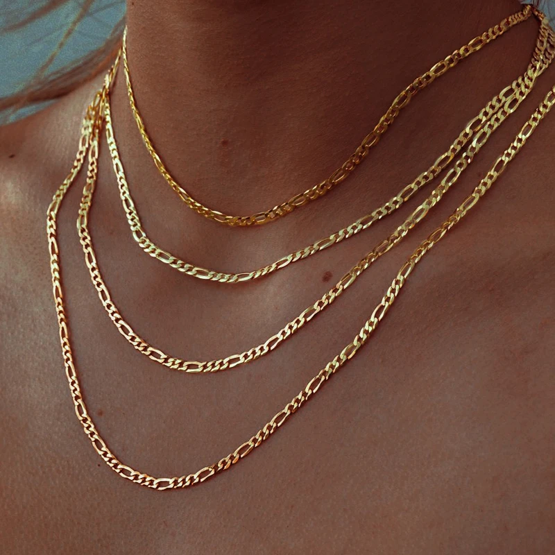 Figaro Chain Necklace Stainless Steel Link Gold Color Choker Necklace Layered Women Girls 14" 18" 20" 24"
Figaro Chain Necklace Stainless Steel Link Gold Color Choker Necklace Layered Women Girls 14" 18" 20" 24"