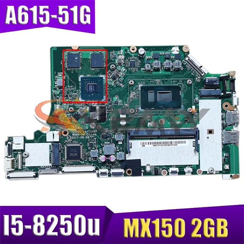 

Материнская плата для ноутбука Acer Aspire A615 A615-51G MX150 2 Гб GPU 4 Гб RAM NBGT011001 NB.GT011.001 C5V01 I5-8250u DDR4