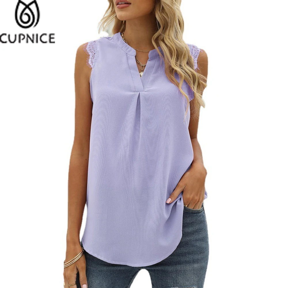 Blossomora Summer Solid Loose Sleeveless for Women Casual V Neck Lace Blouse Basic Chiffon Shirt Tops Fashion T Shirt Ladies
Blossomora Summer Solid Loose Sleeveless for Women Casual V Neck Lace Blouse Basic Chiffon Shirt Tops Fashion T Shirt Ladies