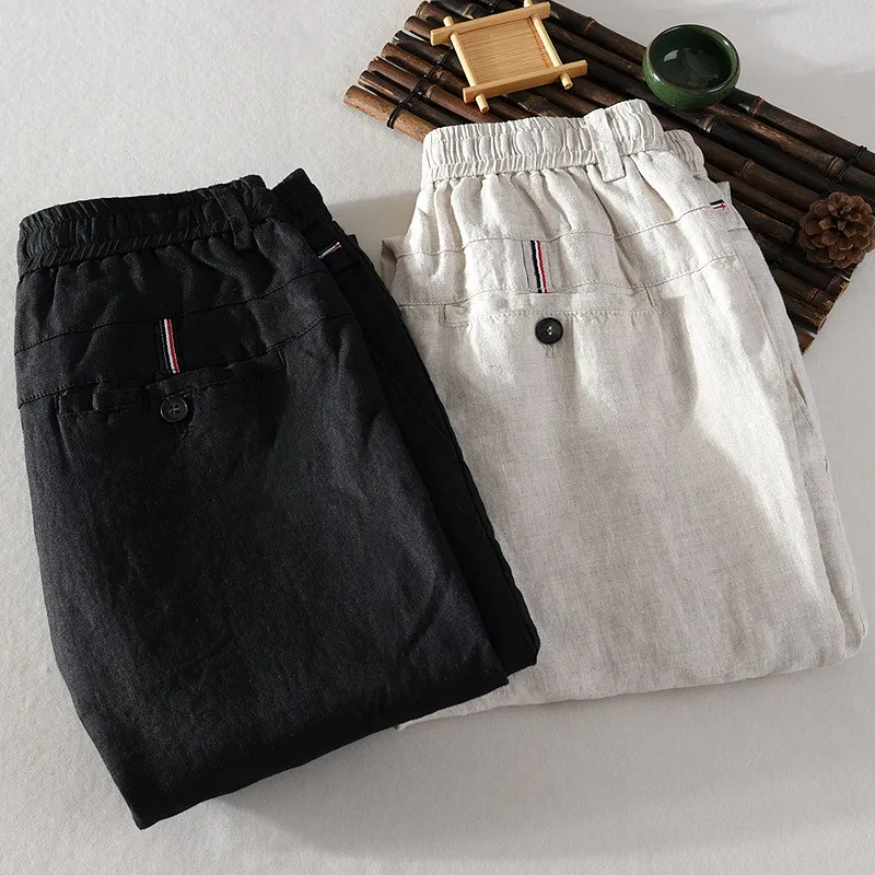 Spring Summer New Men's Youth 100% Linen Breathable Nine-Point Pants Male Casual Tie Elastic Waist Pants 3011
Spring Summer New Men's Youth 100% Linen Breathable Nine-Point Pants Male Casual Tie Elastic Waist Pants 3011